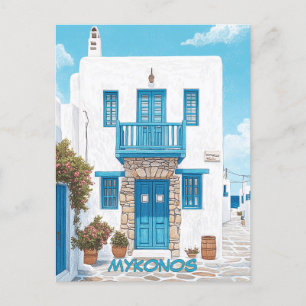 Mykonos Streets Travel Postcard