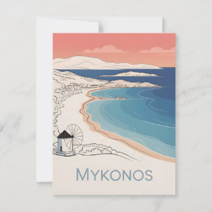 Mykonos Vintage minimalistic Postcard