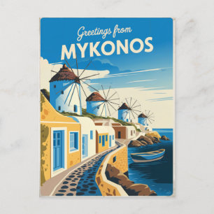 Mykonos Vintage Postcard