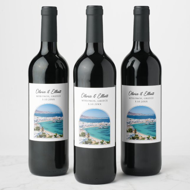 Mykonos Wedding Wine Label (Bottles)