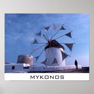 Mykonos windmill small poster