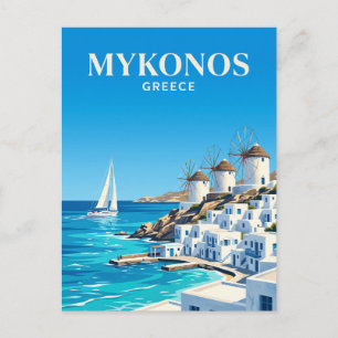 Mykonos Windmills Greece Postcard
