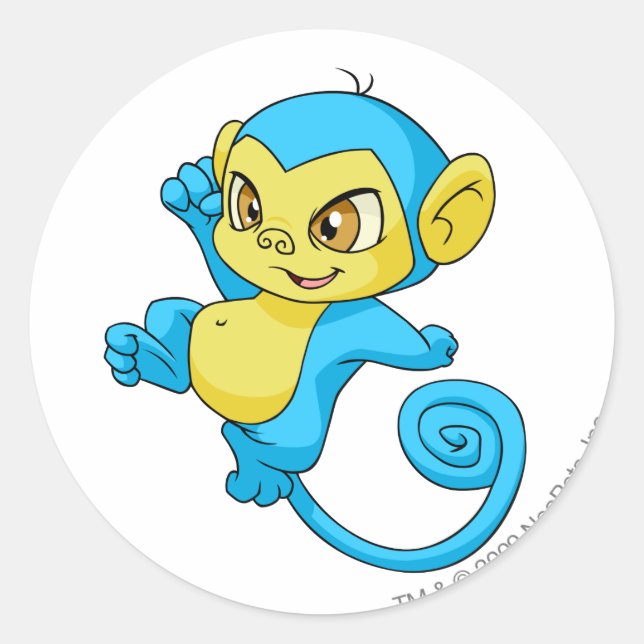 Mynci Blue Classic Round Sticker (Front)