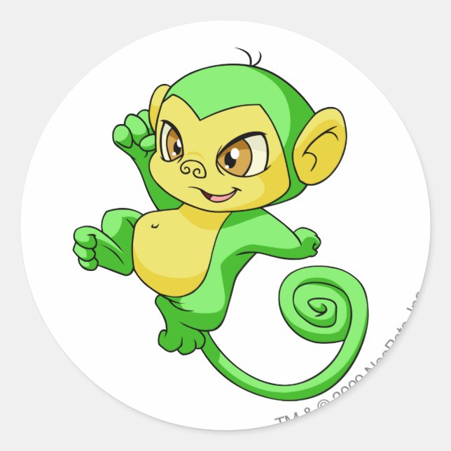 Mynci Green Classic Round Sticker (Front)