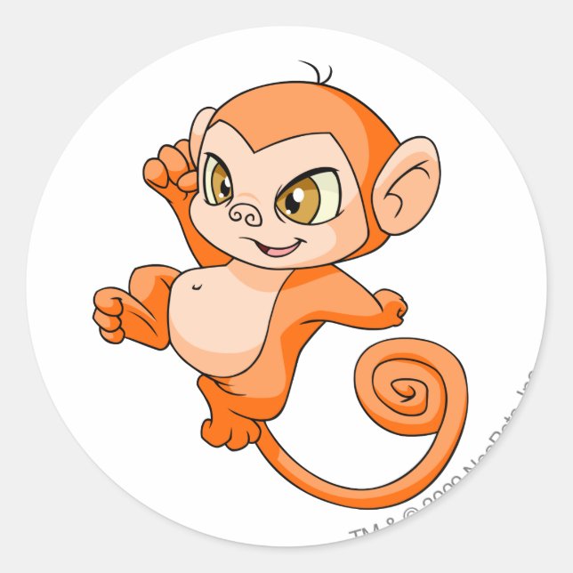 Mynci Orange Classic Round Sticker (Front)