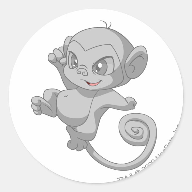 Mynci Silver Classic Round Sticker (Front)