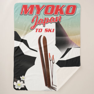 myoko japan ski poster sherpa blanket
