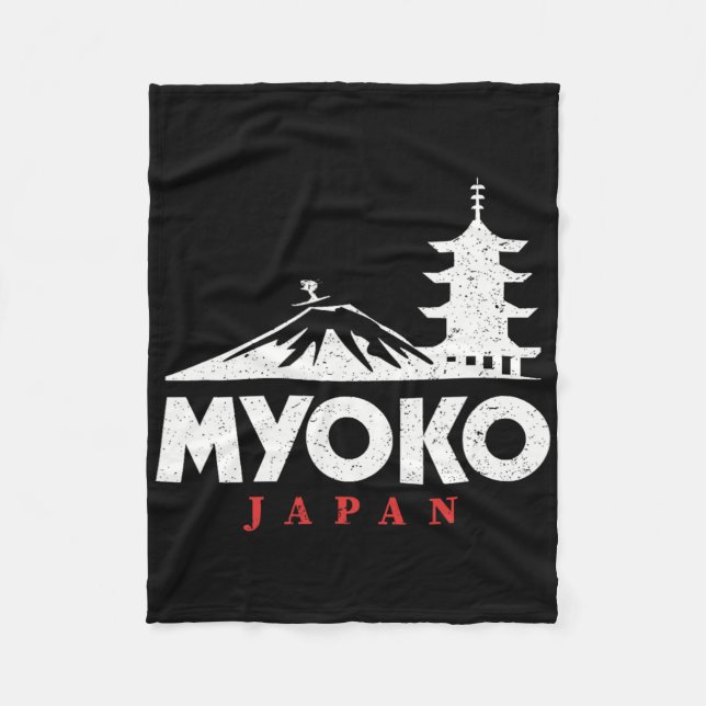 Myoko Japan Ski Resort Retro Skiing Snowboarding  Fleece Blanket (Front)