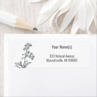 Myosotis Wildflower Forget-me-not Boho Black White