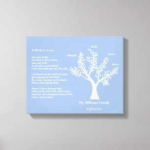 MyPoetTree, Family Tree with Poem for Mum Canvas Print