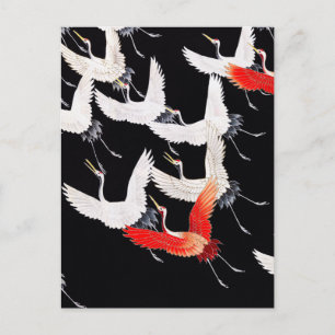 Myriad of Flying Cranes - Vintage Japanese Art Postcard