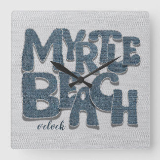 Myrtle Beach Denim Letter Square Wall Clock