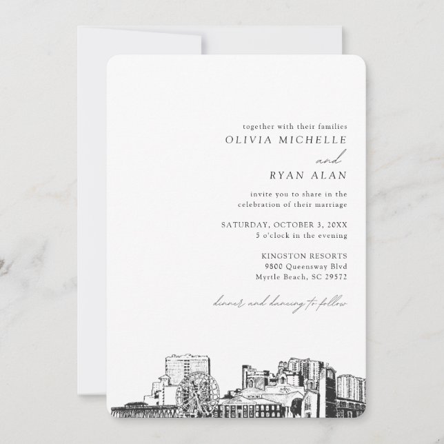 Myrtle Beach Destination Wedding Invitation (Front)