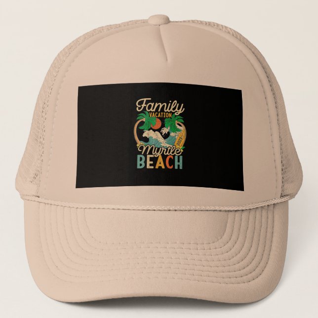 Myrtle Beach Family Vacation 2023 Matching Retro C Trucker Hat (Front)