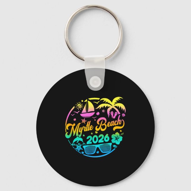 Myrtle Beach Family Vacation Beach Design Key Ring (Front)