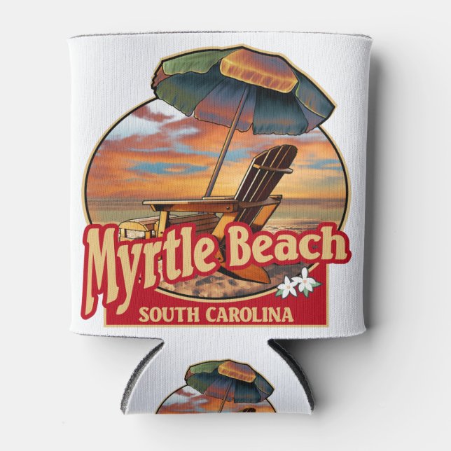 Myrtle Beach SC Beach Scene Design Can Cooler (Front)
