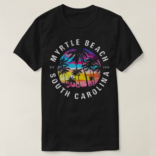 Myrtle Beach SC Palm Tree T-Shirt (Design Front)