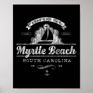 Myrtle Beach Sc Sailboat Vintage Nautical Tee Poster
