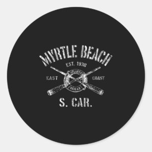 Myrtle Beach Sc Vintage Nautical Boating Tee  Classic Round Sticker
