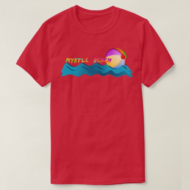 Myrtle Beach SC Waves with Beach Ball T-Shirt (Design Front)