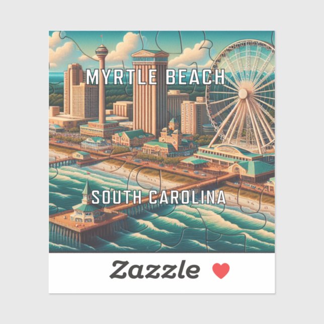 Myrtle Beach South Carolina 3 Inch Vinyl Sticker (Sheet)
