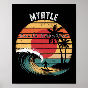 Myrtle Beach South Carolina Beach Surfing Poster