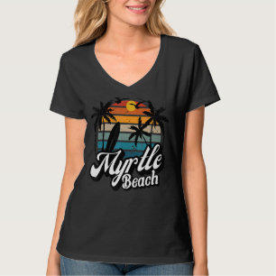 Myrtle Beach South Carolina Palm Tree Surf 70's Re T-Shirt