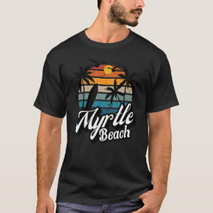 Myrtle Beach South Carolina Palm Tree Surf 70's Re T-Shirt