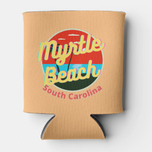 Myrtle Beach South Carolina Retro Sunset Can Cooler