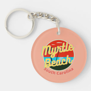 Myrtle Beach South Carolina Retro Sunset Key Ring