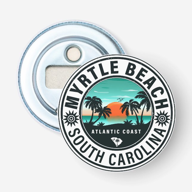 Myrtle Beach South Carolina Retro Sunset Souvenirs Bottle Opener (Front)