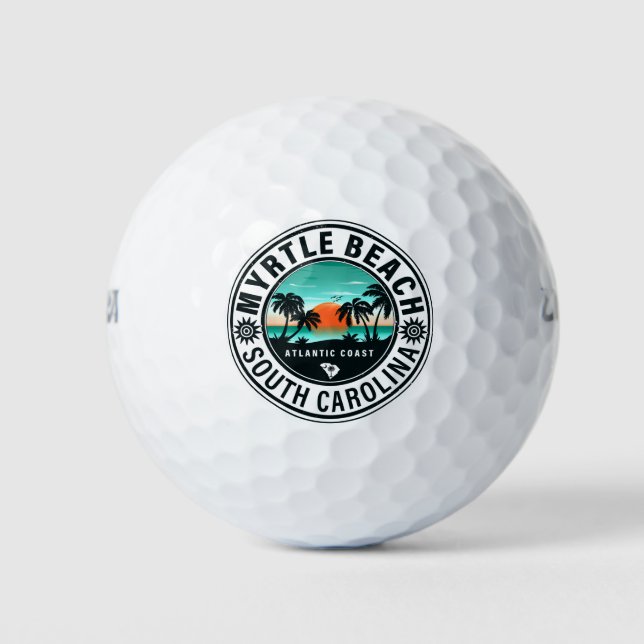 Myrtle Beach South Carolina Retro Sunset Souvenirs Golf Balls (Front)