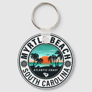 Myrtle Beach South Carolina Retro Sunset Souvenirs Key Ring