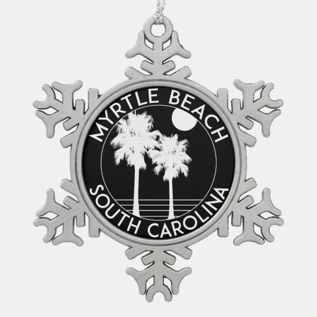 Myrtle Beach South Carolina Snowflake Pewter Christmas Ornament (Front)