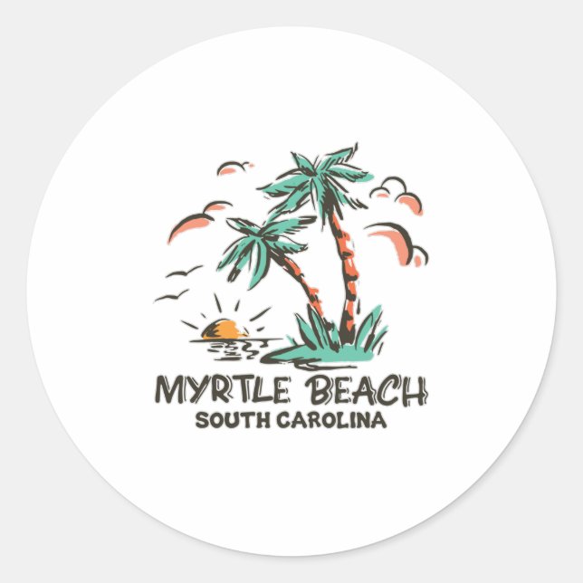 Myrtle Beach - South Carolina - Sunset Classic Round Sticker (Front)