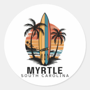 Myrtle Beach South Carolina Surfing Surfer _1  Classic Round Sticker