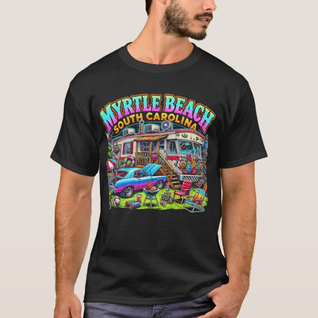 Myrtle Beach South Carolina T-Shirt Vibrant Retro (Front)