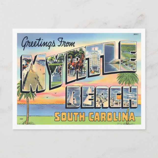 Myrtle Beach, South Carolina Vintage Big Letters Postcard (Front)