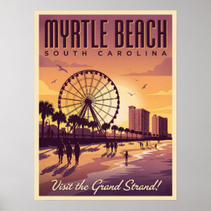 Myrtle Beach South Carolina Vintage Travel Poster