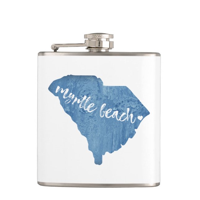 Myrtle Beach South Carolina Wood Grain Hip Flask (Front)