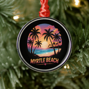 Myrtle Beach Vacation Surfer Metal Tree Decoration