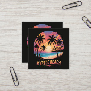 Myrtle Beach Vacation Surfer Square Business Card