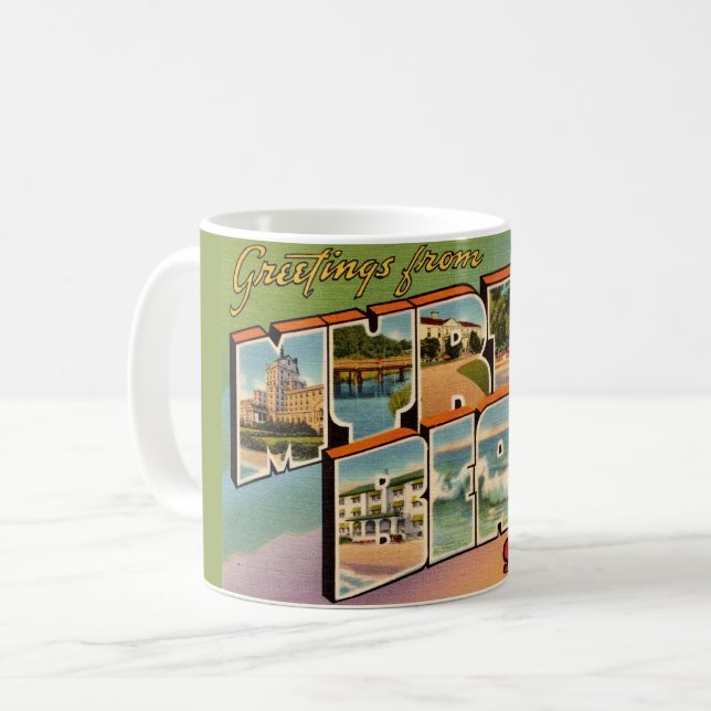 Myrtle Beach Vintage Postcard Coffee Mug (Front Left)