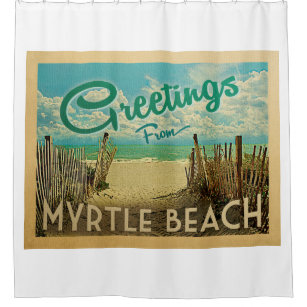 Myrtle Beach Vintage Travel Shower Curtain