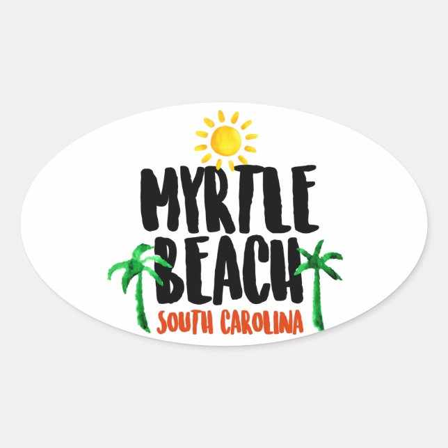 Myrtle Beach Watercolor Oval Sticker (Front)
