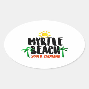 Myrtle Beach Watercolor Oval Sticker