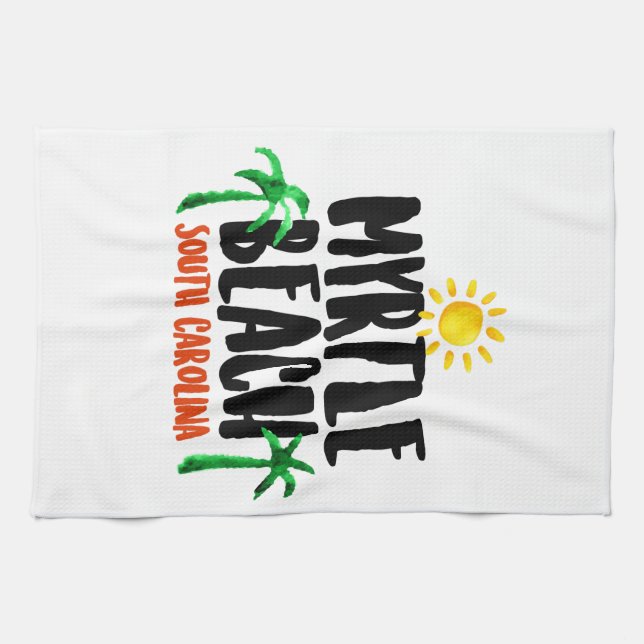 Myrtle Beach Watercolor Tea Towel (Horizontal)