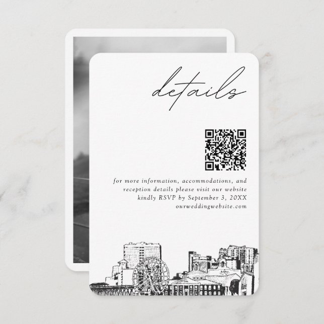 Myrtle Beach Wedding Details QR Code Small Enclosure Card (Front/Back)