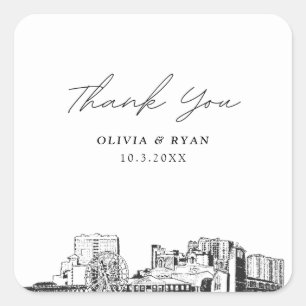 Myrtle Beach Wedding Landmarks Favour Thank You Square Sticker