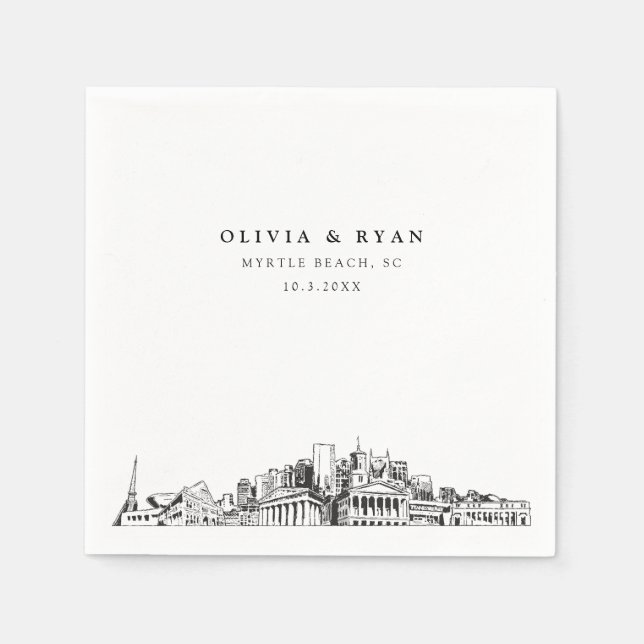 Myrtle Beach Wedding Paper Cocktail Napkin (Front)